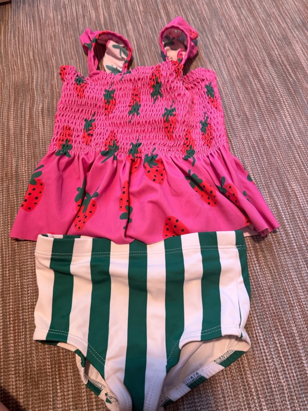 Hanna Andersson Pink Strawberry Print Skirt with Green Trim